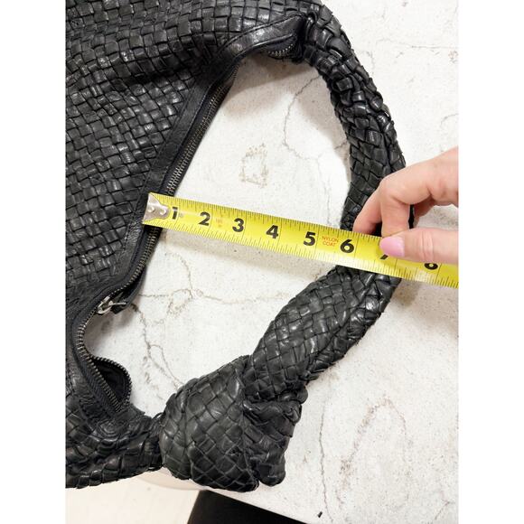 Unbranded TJmaxx Genuine Leather Woven Shoulder Bag Knotted Black - Picture 13 of 14